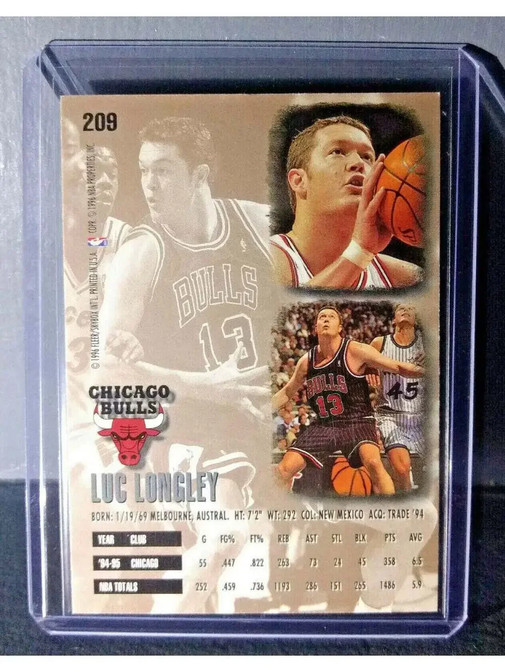 1995-96 Luc Longley #209 Basketball Card